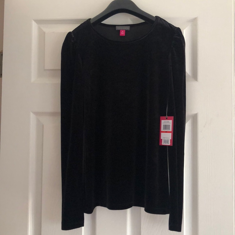 Vince Camuto Black Velvet Long Sleeve Top